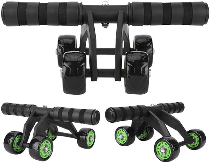 Ab Roller for Abs Workout - 4 Wheel AB Wheel Roller - Workout System - with Knee Protection Pad - Home Gym Workout Exercise Equipment - Abdomen Muscle Training - for Men/Women(Green+Black)