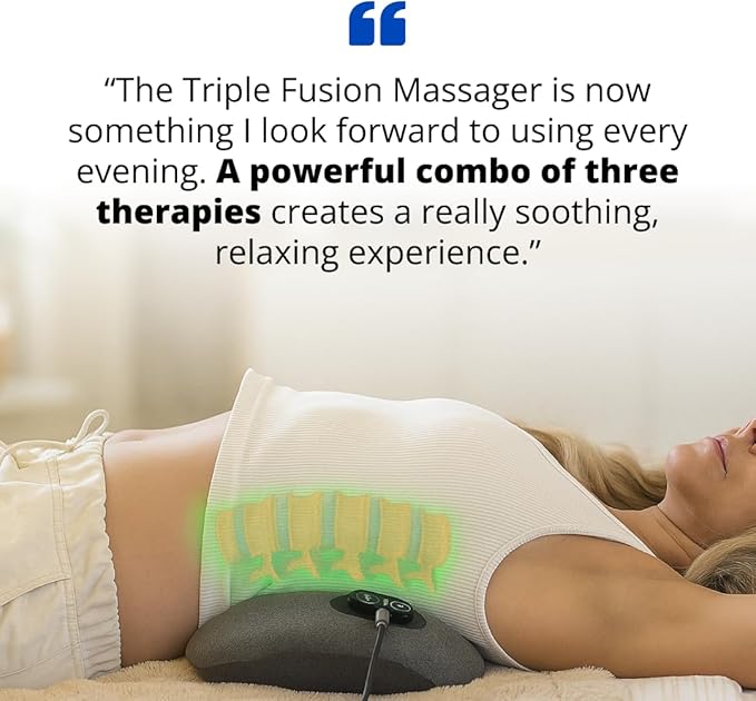SmoothSpine Triple Fusion Back Massager - The Official Smooth Spine Massager with Heat - Design to Support Lower Back Comfort, Relaxation Device for Home Use (Triple Fusion Back Massager)