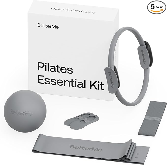 BetterMe Pilates Essential Kit - Pilates Ring, Long Resistance Bands, Pilates Loop Bands, Ball and More - Complete Home Pilates Kit for Women