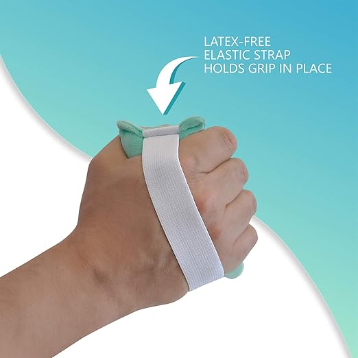 NYOrtho Hand Contracture Cushion 5" x 2.5" - 1-Pack Palm Grip for Stroke Recovery & Orthopedic Support - Latex-Free, Odor-Control, Sweat-Resistant, Machine Washable Palm Protector with Elastic Strap