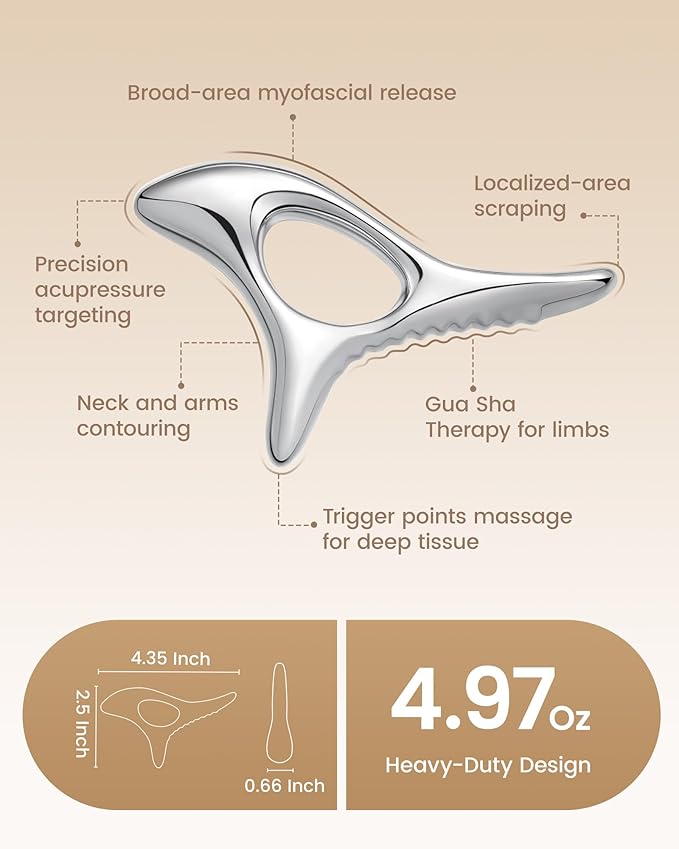 lifechill Trigger Point Massage Tool for Deep Tissue, Muscle Scraper Tool for Fascia Release, Metal Body Gua Sha Tool, Lymphatic Drainage Massager, Thumb Saver,Scar Tissue Massage,Acupressure Tool