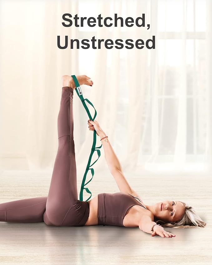 Tumaz Stretching Strap - 10 Loops & Non-Elastic Yoga Strap - Perfect Home Workout Stretch Strap for Physical Therapy, Yoga, Pilates, Flexibility