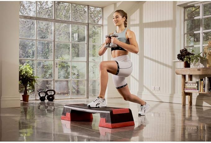 Reebok Fitness Multipurpose Adjustable Aerobic and Strength Training Workout Step Platform for HIIT, Cardio, and General Sessions