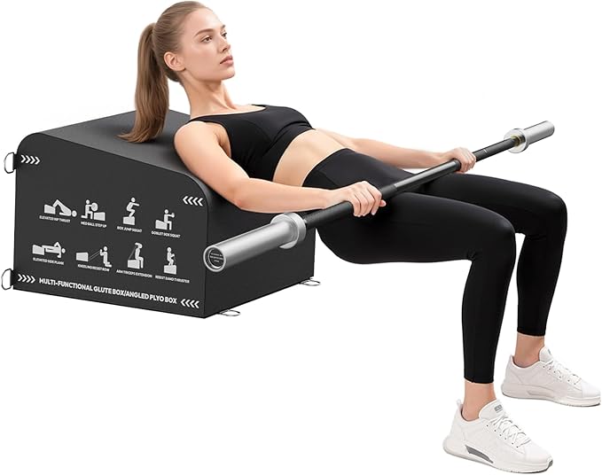Hip Thrust Bench, Multi-Functional Slip-Free Hip Thrust Machine for Glute Bridge, Box Jump, Push-Ups, Squat, Ab Exercise, Suitable for Home & Gym