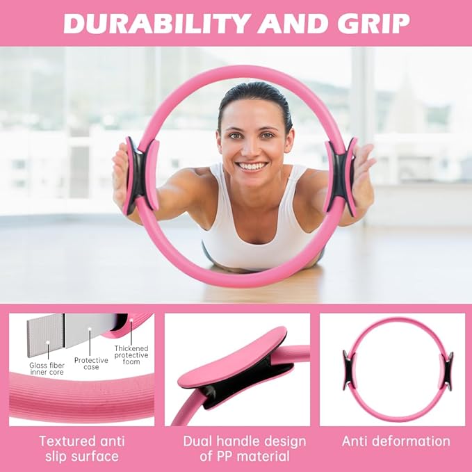 Pilates Essentials Kit for Women, 14 Pcs Pilates Equipment for Home Workouts with Yoga Circle Ball Ring, 5 Resistance Bands,Pedal Puller Resistance Band