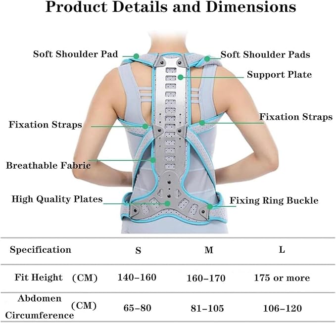 Back Corrector, Unisex Posture Corrector, Spine Immobilization Belt for High and Low Shoulders Hunchback Scoliosis Compression Fractures(Small)