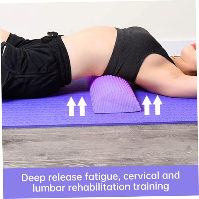 Half Round Foam Roller EVA Back Exercise Shaft Yoga Columns for Deeply Tissue Muscle Massage Blue,Sports