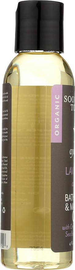 Soothing Touch Ayurveda Organic Bath, Body & Massage Oil, Calming Lavender, 4 Oz