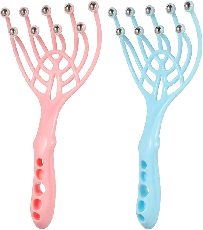 SAFIGLE Handheld Scalp Massager with 9 Claws and Rolling Balls for Deep Head Massage and Stress Relief Compact Portable Tool for Hair Stimulation and Full Body Relaxation at Home or Office