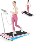 Incline Walking Pad with Handle Bar, Foldable Portable Under Desk Treadmill for Home Office, Ultra Quiet <45dB, Safety Lock, 300+ LB Capacity