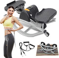 U-Shaped Rock Stepper Machine for Home Workout,Side-to-Side Lateral Rocking Fitness Stepper with Digital Monitor/Resistance Bands,Low-Impact Compact Side Stepper for Full Body Fitness