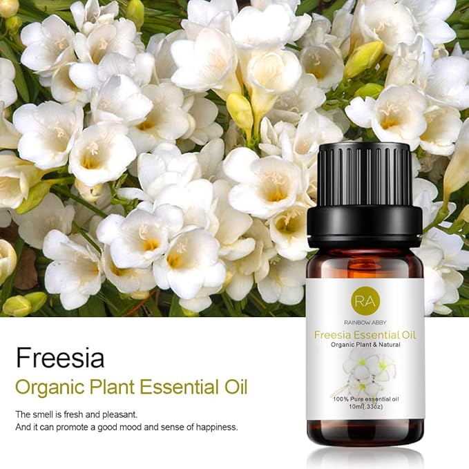 RAINBOW ABBY Freesia Essential Oil, 100% Pure Organic Natural Aromatherapy Freesia Oil for Diffuser (10ml)