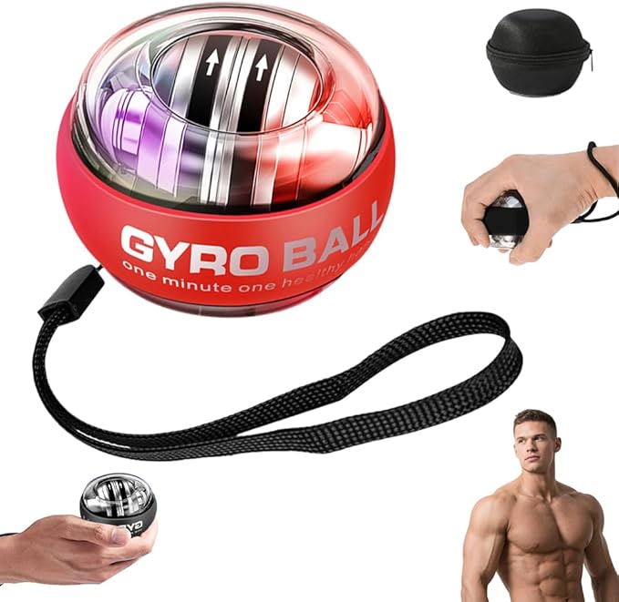 Wrist Ball, 2025 Upgraded Wrist Ball Exerciser, Auto-Start Gyroscopic Forearm Exerciser, Enhance Grip Strength, Hand Strengthening Devices, Adjustable Resistance, with LED Lights