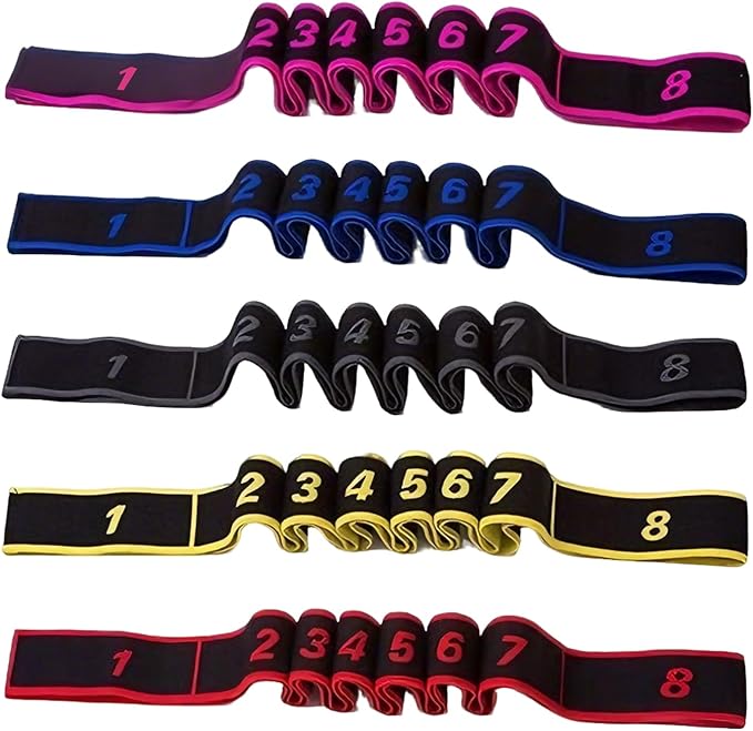 5 Pack Fitness Resistance Bands, Numbered Resistance Bands for Glutes, 8-Section Elastic Training Bands for Yoga, Stretching, Pilates, Fitness