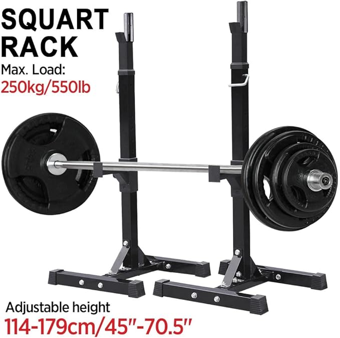 Yaheetech 45-71 Inch Adjustable Squat Rack and Bench Press Rack Portable Olympic Weight Stand Pair of Home Gym Squat Machine