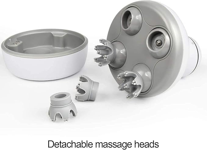 cotsoco Electric Scalp Head & Back Massager, Cordless Hair Massage Waterproof Head Massager with 4 Heads 84 Nodes for Hair Growth, Stress Relief & Deep Clean, Gifts for Men Women, White
