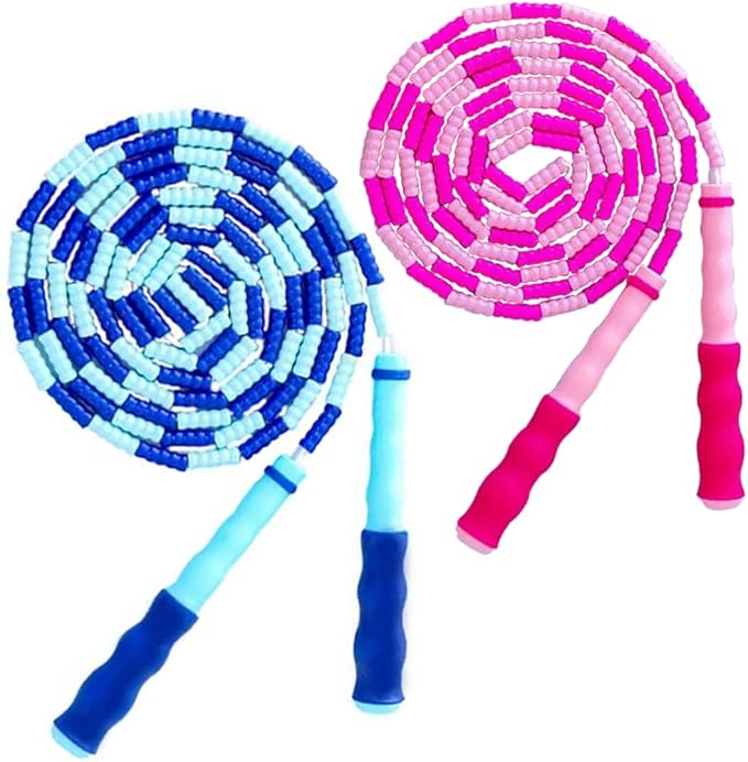 Jump Rope for Kids Girls and Boys, Soft Beaded Jump Ropes, Adjustable Skipping Rope, Tangle-Free Segmented Rope for Kid and Women Men Adults Exercise, Keeping Fit, Training - 9.2Ft