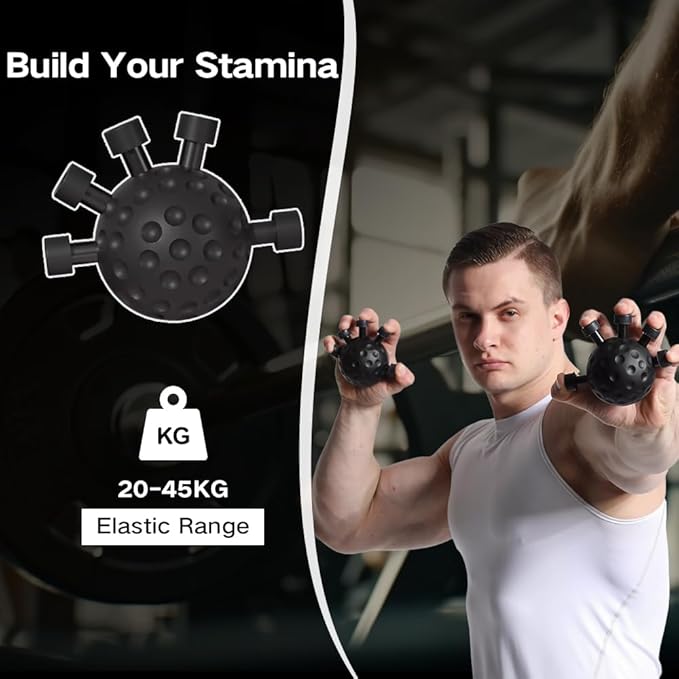 Finger Grip Strengthener, Hand Grip Strengthener Finger Exerciser, Grip Strength Trainer, Adjustable Hand Grip Silicone Grip Strength Trainer for Muscle Building and Injury Recovery, Black