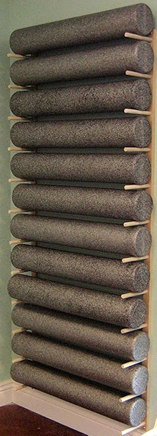Classy Wood Foam Roller & Yoga Mat Storage Rack. Holds 4, 8, 12 etc. Modular (Sold by The Pairs and no. of Pairs You get Determines no. of Mats/Rollers You Hold). Easy Wall Mount. White.