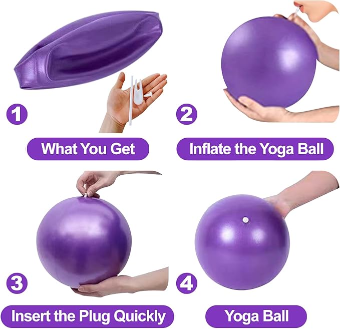 nononfish Mini Exercise Barre Ball for Yoga,Pilates, Stability Exercise Home Workout, Core Training and Physical Therapy Small Bender Ball 9 Inch with Inflatable Straw