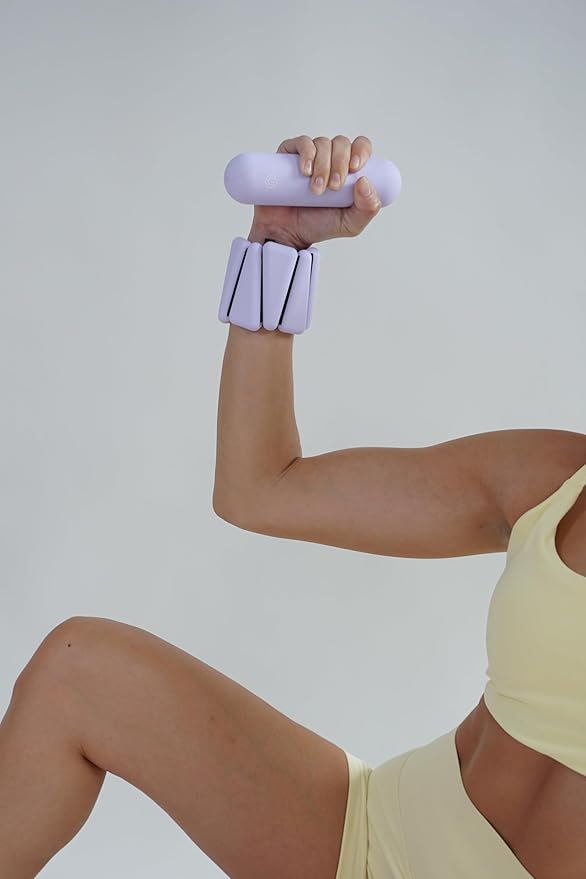 Pilates Pro Power Pack - Workout Essentials - 2.2lb Hand Weights, 2.2lb Ankle Weights/Wrist Weights, Resistance bands, Pilates Ball, Canvas Tote Bag - For Beginners or Advanced - Home or Gym/Studio Use.
