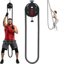 Endless Rope Trainer, Pulley Rope Puller Fitness Rope Trainer, 4-M Closed-Loop Nylon Rope, Pulley Rope Climbing Machine Adjustable Resistance Machine for Home Gym Aerobic Training Red
