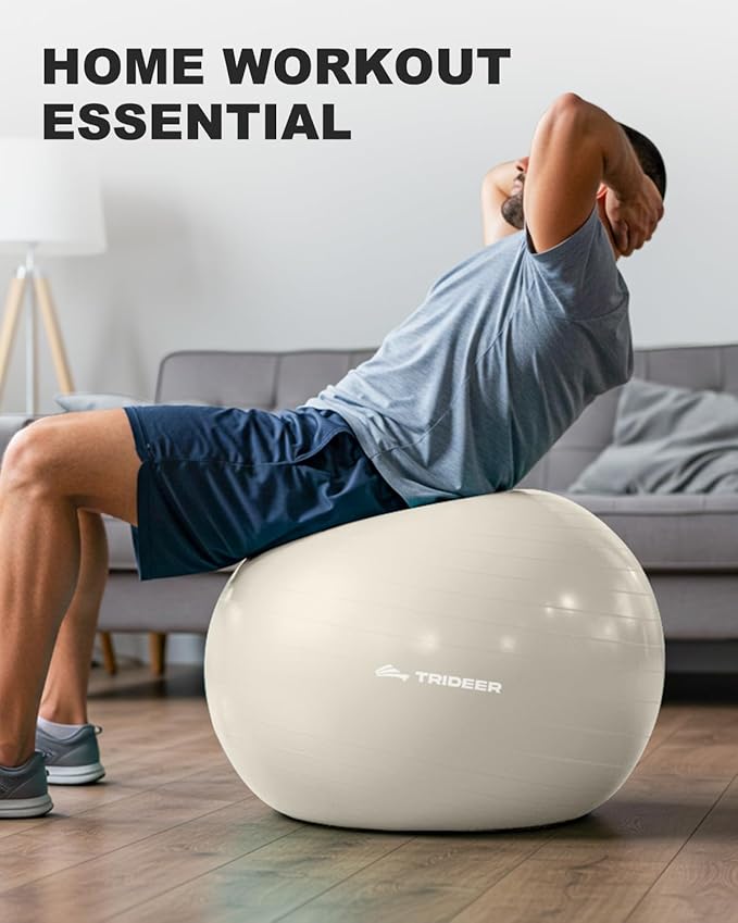 Trideer Exercise Ball for Yoga, Pilates & Fitness – Stability Ball Equipment for Home Gym & Office Chair, Core & Balance Training Accessories, Physical Therapy Equipment, Quick Pump Included, 5 Sizes