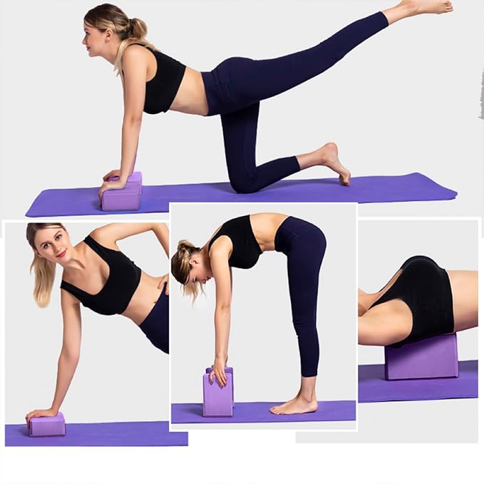 Muka 4 Pack Yoga Blocks 4x6x9 Inch, High Density EVA Foam Yoga Brick for Meditation, Pilates