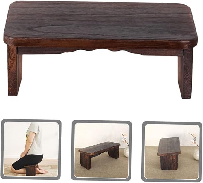 Toyvian Meditation Bench Lightweight Wooden Stool for Home Use Non-Slipping Kneel Mat for Meditation Prayer and Yoga for Living Room and Bedroom