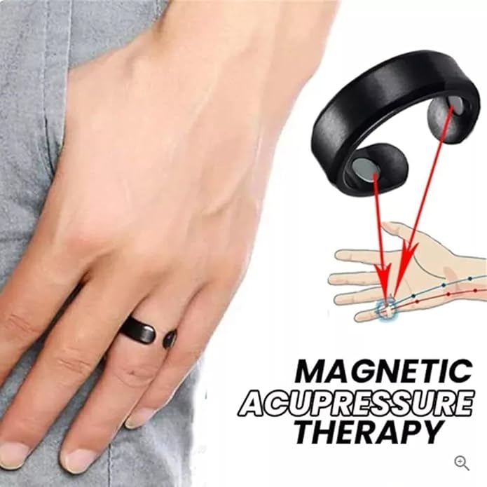 Auvulis Migraine Ring, Vitality Ring for Migraines, Adjustable Acupressure Magnetic Ring, Stainless Migraine Ring for Men and Women