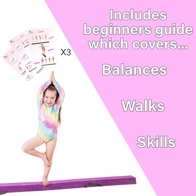 Artistic Gymnastics Beam for Home - 210/240/270/300 - Amazing Balance Equipment for Kids at Home - Faux Suede, High Density EVA Foam - Carrying Straps