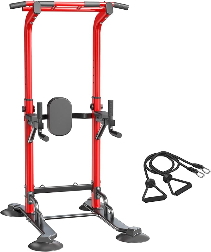 SogesPower Pull Up Bar Station Power Tower,12-Level Adjustable Multi-Function Pull Up Dip Station for Home Gym, Pull Up Bar Stand Dip Bar Strength Training Fitness Equipment