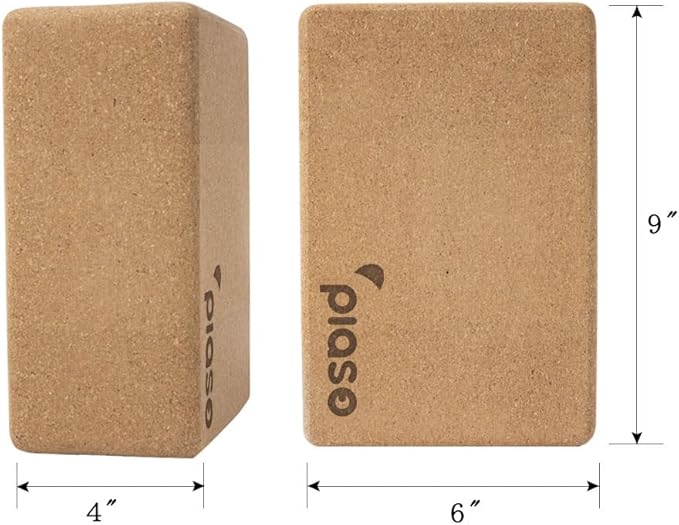 Cork Yoga Block 2 Pack for Pilates, Non-Slip & High Density Blocks for Meditation, Fitness and Stretching, Supportive and Flexibility Brick for Improve Poses Balance