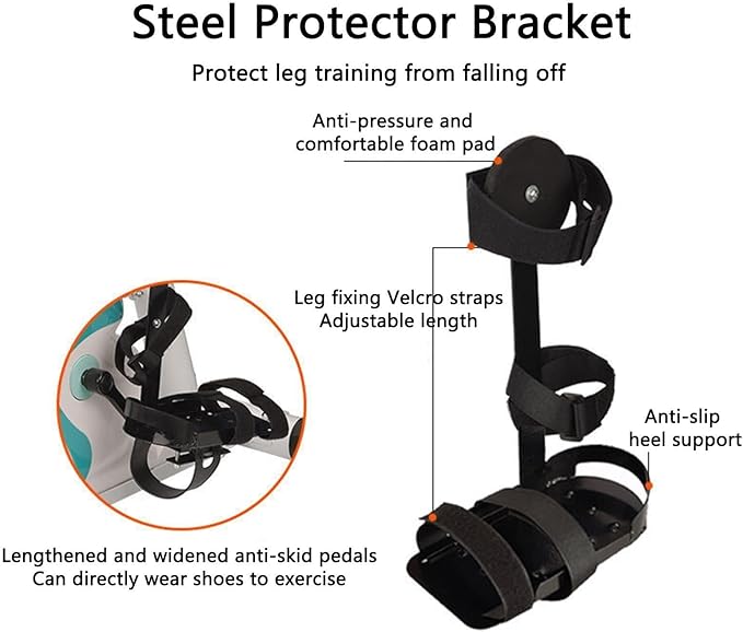 for Leg Protector Bracket Pedal Exercisers, 1 Pair Leg Ankle Fixed Support Bracket, Lengthened & Widened Anti-Skid Pedals, for Rehabilitation Trainer for The Elderly and Disabled,leftleg