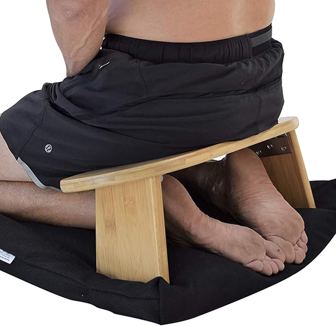 Original Meditation Bench, Bamboo, Travel Friendly (44.5x19x17cm), Perfect Kneeling Stool Ergonomic Bamboo Yoga Bench