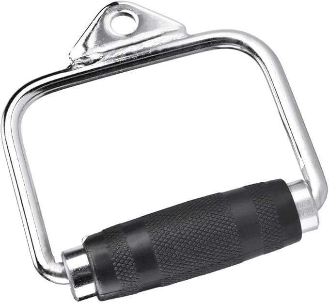Alomejor Exercise Single High Strength Stirrup Handle Gym Cable Equipment Attachment for Home or Gym Training Steel Silver 827g