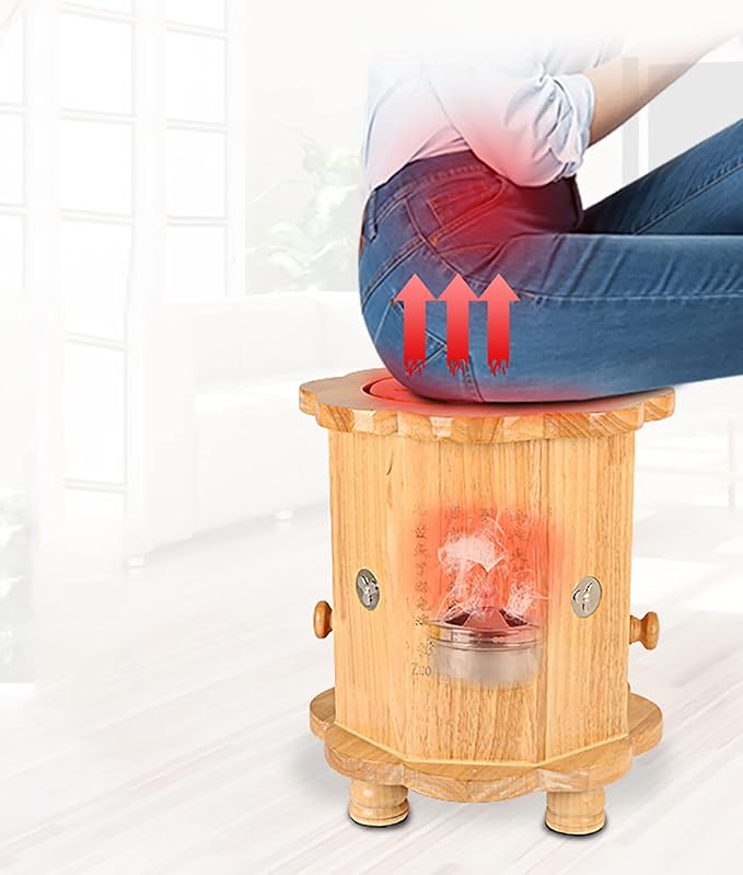 Moxibustion Stool for Mild Therapy - Heating Sit Chair for Meditation, Yoga, Relaxation - Moxa Cone Burner Box - Sitting Bench