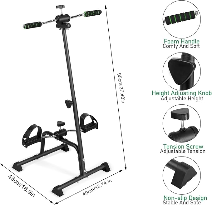 Pedal Exerciser Bike, Elderly Exercise Bike, Hand Leg and Knee Peddler, Adjustable Fitness Equipment for Seniors, Elderly Home Pedal Exercise Bike for Whole Body