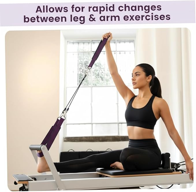 2PCS Pilates Strap, Double Loop Yoga Strap with Comfortable Thick Padding & Sturdy D-Rings for Home Gym, Pilates, and Yoga WorkoutsPilates