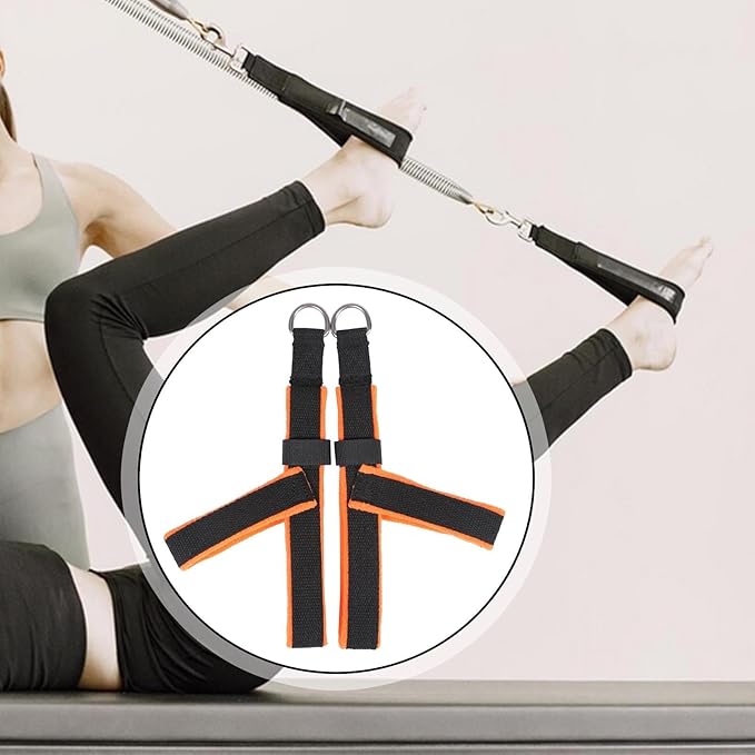 2X Pilates Straps Yoga Straps Strength Training Flexible Core Equipment Reformer Strap Fitness Belts for Studio Adults Gym