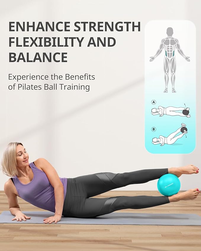 Trideer 9-Inch Pilates Ball, Small Exercise Ball for Yoga, Core Training, Physical Therapy, Balance, Stability and Stretching Pilates Equipment with Inflation Straw