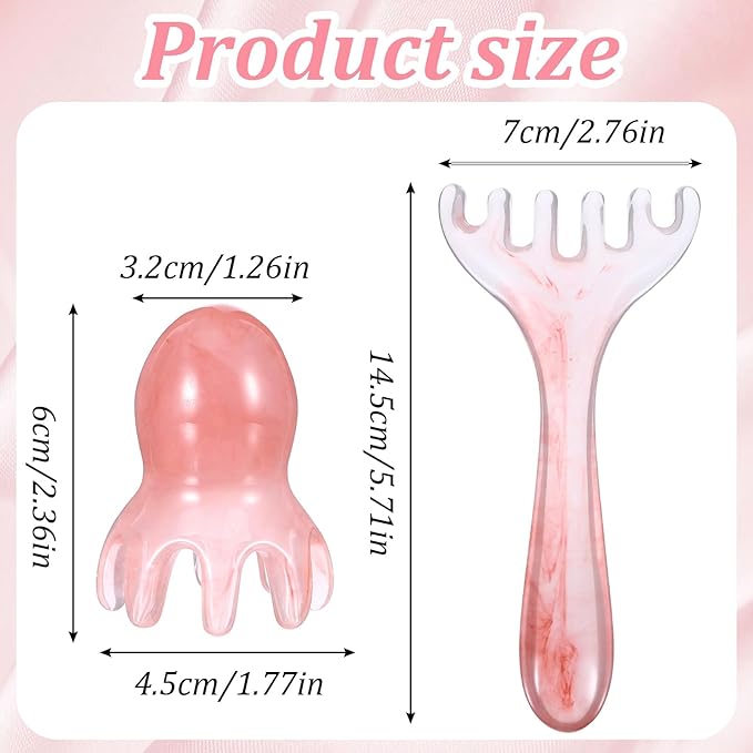 Head Massager Scalp Comb, 3 Pcs Resin Scalp Massager for Headaches Relaxation Head-Scalp Massage Tool Gua Sha Massage Comb Set Manual Acupressure Tool for Birthday Mother's Day Gifts