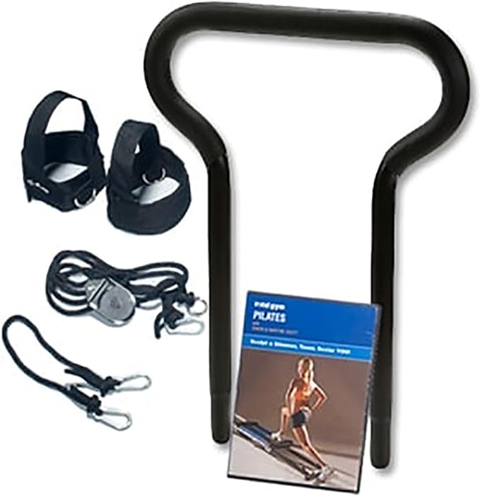 Total Gym PILS Men & Women Full Body Pilates Workout Kit, w/ Instructional DVD, Toe Bar, Leg Pull Accessory, Leg Extension Rope, & Ankle Cuffs, Black
