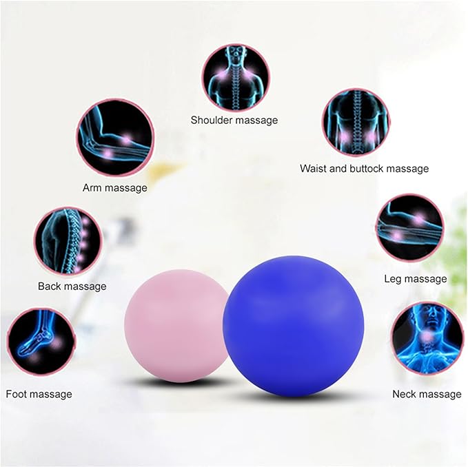 WOVTE Massage Lacrosse Ball for Sore Muscles, Shoulders, Neck, Back, Foot, Body, Deep Tissue, Trigger Point, Muscle Knots, Yoga and Myofascial Release (Blue) (Royal Blue Pink)