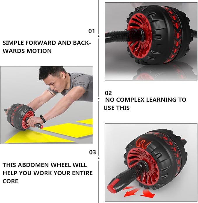 Veemoon Ab Roller Wheel with Automatic Rebound and Knee Pad, Silent Exercise Wheel for Home Gym Fitness Equipment, Core Strength Training Accessory for Abdominal Workout