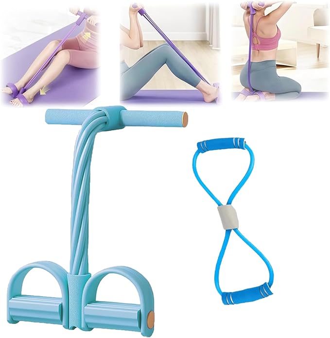 3 in 1 Resistance Bands with Handles, 8 Tube Pedal Resistance Device-Detachable and Adjustable, Fashion Puller Exercise, Multifunction Tension Rope for Strength Training