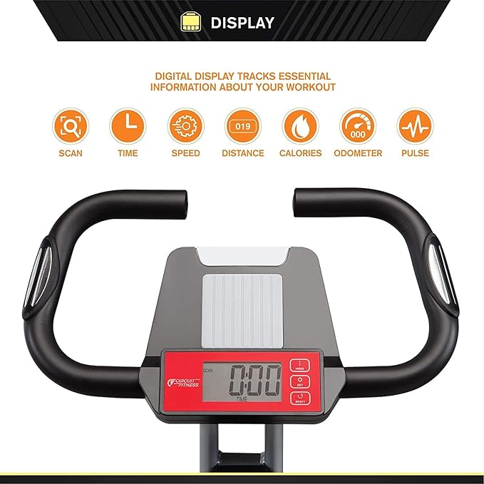 CIRCUIT FITNESS Circuit Fitness Folding Upright Exercise Bike with Adjustable Resistance 250 lb. Max. Capacity AMZ-150BK