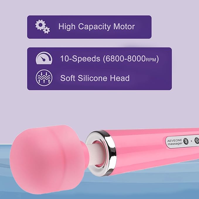 Wired Powerful Handheld Wand Massager, Strong Personal Vibration Massage for Sports Recovery, Back Muscle Aches, Whole Body Pain (Pink)