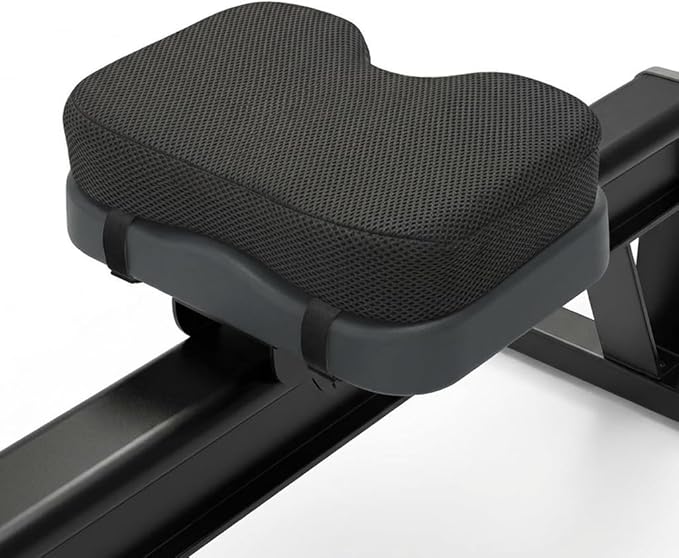 Memory Foam Rowing Machine Seat Cushion - Anti-Slip with Straps - Tailbone Pain Relief Pad Compatible with Concept 2, WaterRower, Hydrow, Peloton Bike