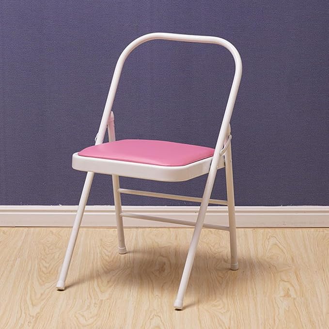 Pilates Yoga Chair,Foldable Yoga Auxiliary Chair,with Foot Pads,Double Beam Backless Yoga Auxiliary Chair,Portable Yoga Chair for Dance Studio,Gym,Home,Pink